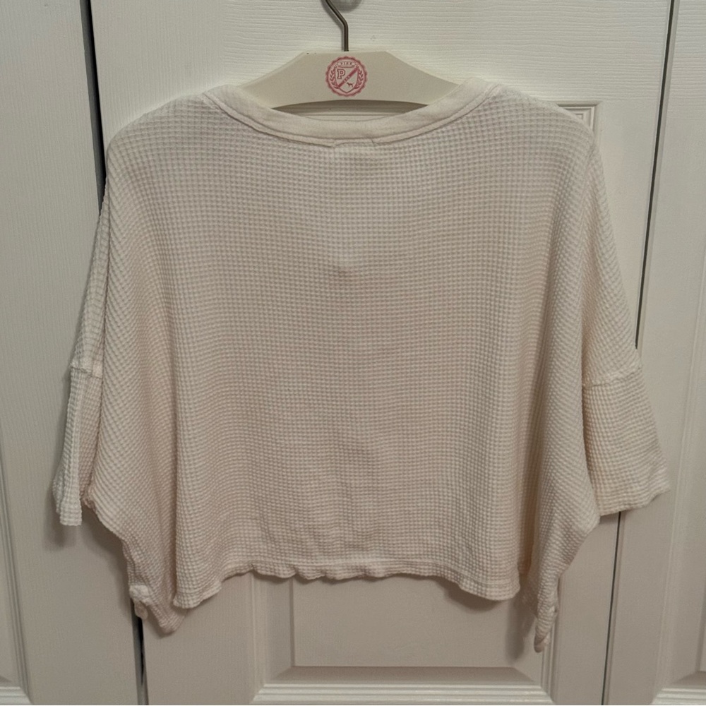 Aerie Offline Wow! short Sleeve Waffle Henley in White - Picture 3 of 4
